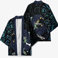 New Zealand Huia Bird Kimono Paua Shell Maori Pattern