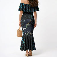 New Zealand Huia Bird Mermaid Dress Paua Shell Maori Pattern LT22 - Polynesian Pride