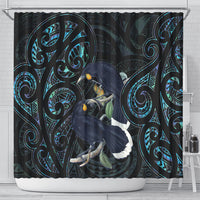 New Zealand Huia Bird Shower Curtain Paua Shell Maori Pattern