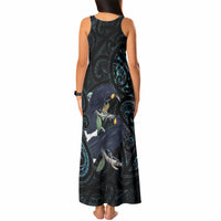 New Zealand Huia Bird Tank Maxi Dress Paua Shell Maori Pattern LT22 - Polynesian Pride