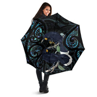 New Zealand Huia Bird Umbrella Paua Shell Maori Pattern