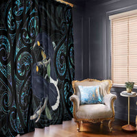 New Zealand Huia Bird Window Curtain Paua Shell Maori Pattern