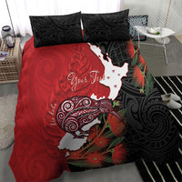 Kiwi New Zealand Personalised Bedding Set NZ Map Pohutukawa Fern Maori Pattern