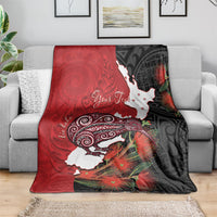 Kiwi New Zealand Personalised Blanket NZ Map Pohutukawa Fern Maori Pattern