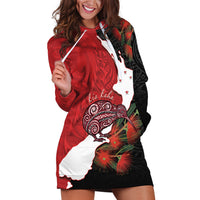 Kiwi New Zealand Personalised Hoodie Dress NZ Map Pohutukawa Fern Maori Pattern