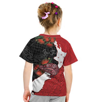 Kiwi New Zealand Personalised Kid T Shirt NZ Map Pohutukawa Fern Maori Pattern LT22 - Polynesian Pride
