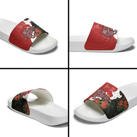 Kiwi New Zealand Personalised Slide Sandals NZ Map Pohutukawa Fern Maori Pattern