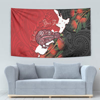 Kiwi New Zealand Personalised Tapestry NZ Map Pohutukawa Fern Maori Pattern LT22 - Polynesian Pride