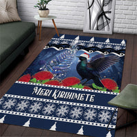 New Zealand Tui Bird Christmas Area Rug Pohutukawa Xmas Tree Meri Kirihimete