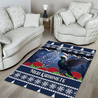 New Zealand Tui Bird Christmas Area Rug Pohutukawa Xmas Tree Meri Kirihimete