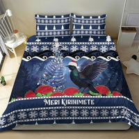 New Zealand Tui Bird Christmas Bedding Set Pohutukawa Xmas Tree Meri Kirihimete