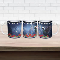 New Zealand Tui Bird Christmas Ceramic Mug Pohutukawa Xmas Tree Meri Kirihimete