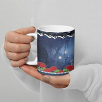 New Zealand Tui Bird Christmas Ceramic Mug Pohutukawa Xmas Tree Meri Kirihimete