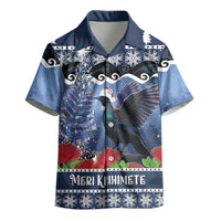 New Zealand Tui Bird Christmas Kid Hawaiian Shirt Pohutukawa Xmas Tree Meri Kirihimete LT22 - Polynesian Pride