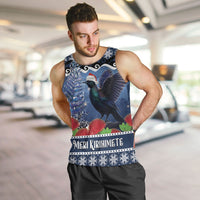 New Zealand Tui Bird Christmas Men Tank Top Pohutukawa Xmas Tree Meri Kirihimete