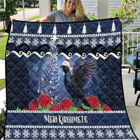 New Zealand Tui Bird Christmas Quilt Pohutukawa Xmas Tree Meri Kirihimete