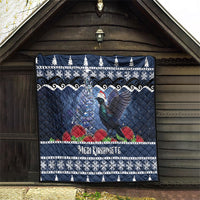 New Zealand Tui Bird Christmas Quilt Pohutukawa Xmas Tree Meri Kirihimete