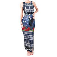 New Zealand Tui Bird Christmas Tank Maxi Dress Pohutukawa Xmas Tree Meri Kirihimete
