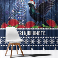 New Zealand Tui Bird Christmas Window Curtain Pohutukawa Xmas Tree Meri Kirihimete