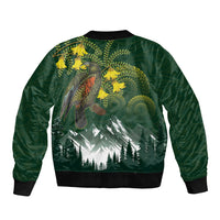 Kea Bird Kowhai New Zealand Bomber Jacket Mountain Landscape Maori Art LT22 - Polynesian Pride