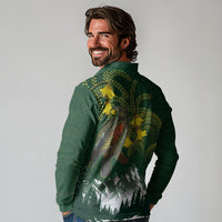 Kea Bird Kowhai New Zealand Long Sleeve Polo Shirt Mountain Landscape Maori Art