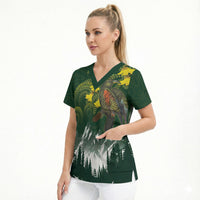 Kea Bird Kowhai New Zealand Scrub Top Mountain Landscape Maori Art LT22 - Polynesian Pride
