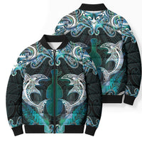 New Zealand Kotiate Weapon Bomber Puffer Jacket Aotearoa Mango Paua Shell Maori Pattern