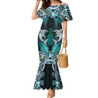 New Zealand Kotiate Weapon Family Matching Mermaid Dress and Hawaiian Shirt Aotearoa Mango Paua Shell Maori Pattern