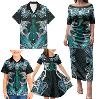 New Zealand Kotiate Weapon Family Matching Puletasi and Hawaiian Shirt Aotearoa Mango Paua Shell Maori Pattern LT22 - Polynesian Pride