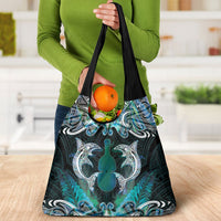New Zealand Kotiate Weapon Grocery Bag Aotearoa Mango Paua Shell Maori Pattern