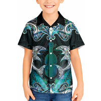 New Zealand Kotiate Weapon Kid Hawaiian Shirt Aotearoa Mango Paua Shell Maori Pattern LT22 Kid Blue - Polynesian Pride