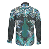 New Zealand Kotiate Weapon Long Sleeve Button Shirt Aotearoa Mango Paua Shell Maori Pattern LT22 - Polynesian Pride