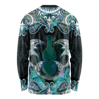 New Zealand Kotiate Weapon Long Sleeve Shirt Aotearoa Mango Paua Shell Maori Pattern