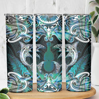 New Zealand Kotiate Weapon Skinny Tumbler Aotearoa Mango Paua Shell Maori Pattern