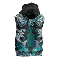 New Zealand Kotiate Weapon Sleeveless Zip Hoodie Aotearoa Mango Paua Shell Maori Pattern