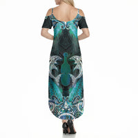 New Zealand Kotiate Weapon Summer Maxi Dress Aotearoa Mango Paua Shell Maori Pattern LT22 - Polynesian Pride