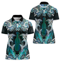 New Zealand Kotiate Weapon Women Polo Shirt Aotearoa Mango Paua Shell Maori Pattern