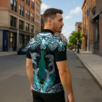 New Zealand Kotiate Weapon Zipper Polo Shirt Aotearoa Mango Paua Shell Maori Pattern LT22 - Polynesian Pride