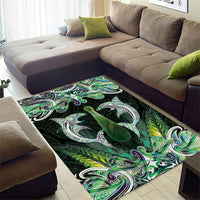 New Zealand Mere Pounamu Weapon Area Rug Aotearoa Mango Paua Shell Maori Pattern