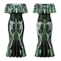 New Zealand Mere Pounamu Weapon Couples Matching Mermaid Dress and Hawaiian Shirt Aotearoa Mango Paua Shell Maori Pattern LT22 - Polynesian Pride