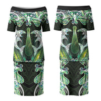 New Zealand Mere Pounamu Weapon Couples Matching Puletasi and Long Sleeve Button Shirt Aotearoa Mango Paua Shell Maori Pattern LT22 - Polynesian Pride