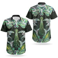 New Zealand Mere Pounamu Weapon Couples Matching Short Sleeve Bodycon Dress and Hawaiian Shirt Aotearoa Mango Paua Shell Maori Pattern LT22 - Polynesian Pride