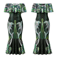 New Zealand Mere Pounamu Weapon Family Matching Mermaid Dress and Hawaiian Shirt Aotearoa Mango Paua Shell Maori Pattern LT22 Mom's Dress Green - Polynesian Pride