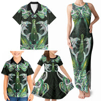 New Zealand Mere Pounamu Weapon Family Matching Tank Maxi Dress and Hawaiian Shirt Aotearoa Mango Paua Shell Maori Pattern LT22 - Polynesian Pride