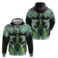 New Zealand Mere Pounamu Weapon Hoodie Aotearoa Mango Paua Shell Maori Pattern