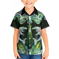New Zealand Mere Pounamu Weapon Kid Hawaiian Shirt Aotearoa Mango Paua Shell Maori Pattern LT22 Kid Green - Polynesian Pride