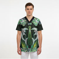 New Zealand Mere Pounamu Weapon Scrub Top Aotearoa Mango Paua Shell Maori Pattern