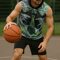 New Zealand Mere Pounamu Weapon Sleeveless Hoodie Aotearoa Mango Paua Shell Maori Pattern