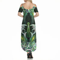 New Zealand Mere Pounamu Weapon Summer Maxi Dress Aotearoa Mango Paua Shell Maori Pattern LT22 - Polynesian Pride