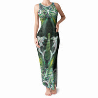New Zealand Mere Pounamu Weapon Tank Maxi Dress Aotearoa Mango Paua Shell Maori Pattern LT22 Women Green - Polynesian Pride